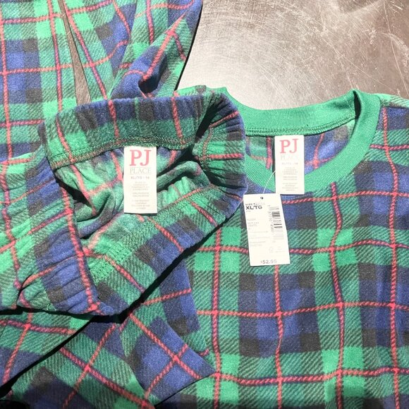 Sz XL - Unisex Kids Tartan Plaid Microfleece Pajamas - Picture 3 of 3